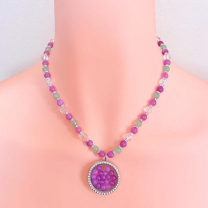 Floating Locket Gemstone Beaded Necklace