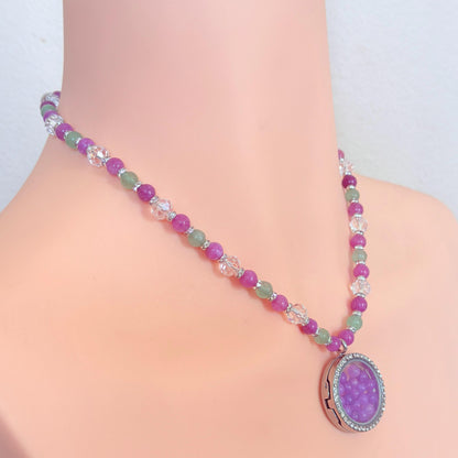 Floating Locket Gemstone Beaded Necklace