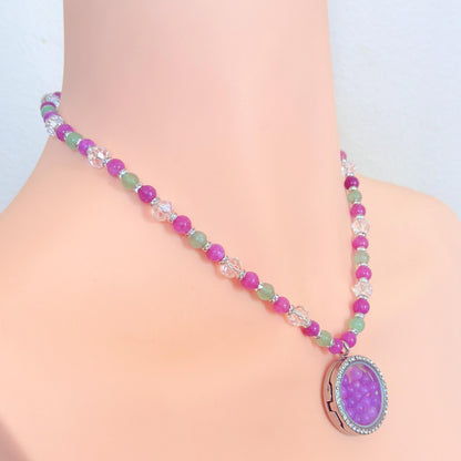 Floating Locket Gemstone Beaded Necklace