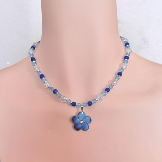 Alaskan Jade Flower Pendant Gemstone Beaded Necklace