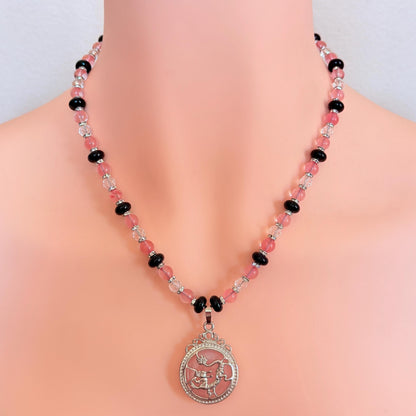 Dragon Pendant Quartz Stone Gemstone Beaded Necklace
