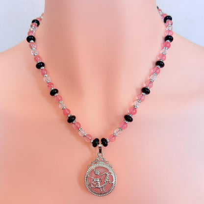 Dragon Pendant Quartz Stone Gemstone Beaded Necklace