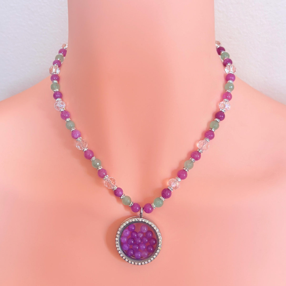 Floating Locket Gemstone Beaded Necklace