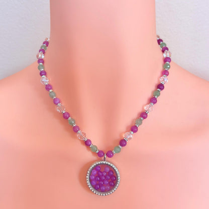 Floating Locket Gemstone Beaded Necklace