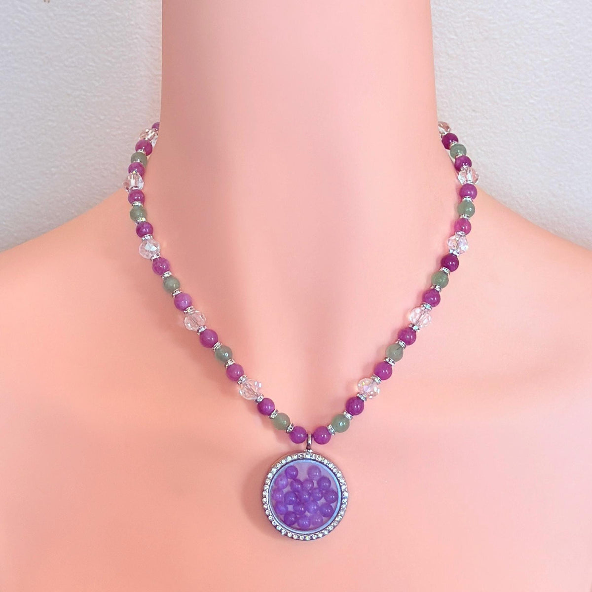Floating Locket Gemstone Beaded Necklace