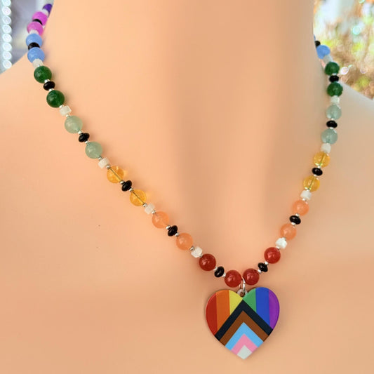 Pride Ally Pendant - Handmade Beaded Gemstone Statement Piece