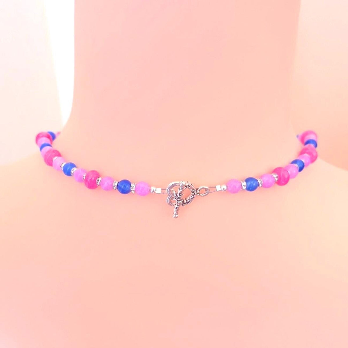 Bisexual Pride Crescent Pendant - Handmade Beaded LGBTQIA+ Necklace