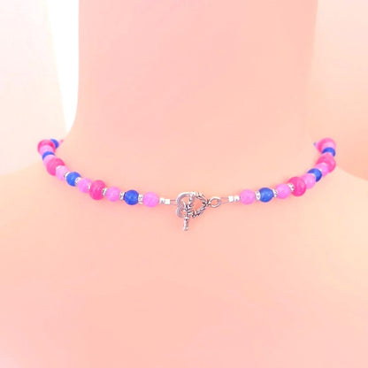 Bisexual Pride Crescent Pendant - Handmade Beaded LGBTQIA+ Necklace