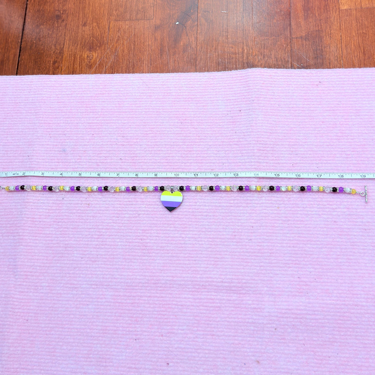 Nonbinary Pride Heart LGBTQ Gemstone Beaded Necklace