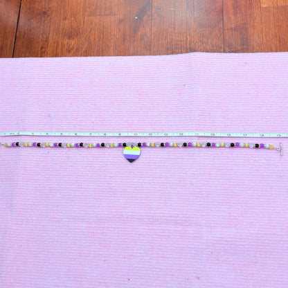 Nonbinary Pride Heart LGBTQ Gemstone Beaded Necklace