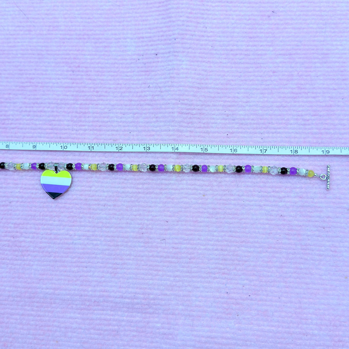 Nonbinary Pride Heart LGBTQ Gemstone Beaded Necklace