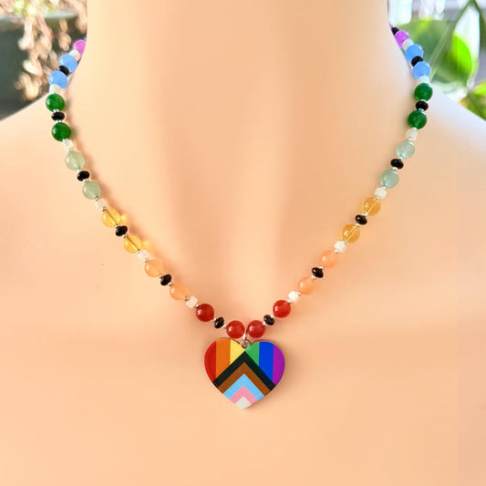 Pride Ally Pendant - Handmade Beaded Gemstone Statement Piece