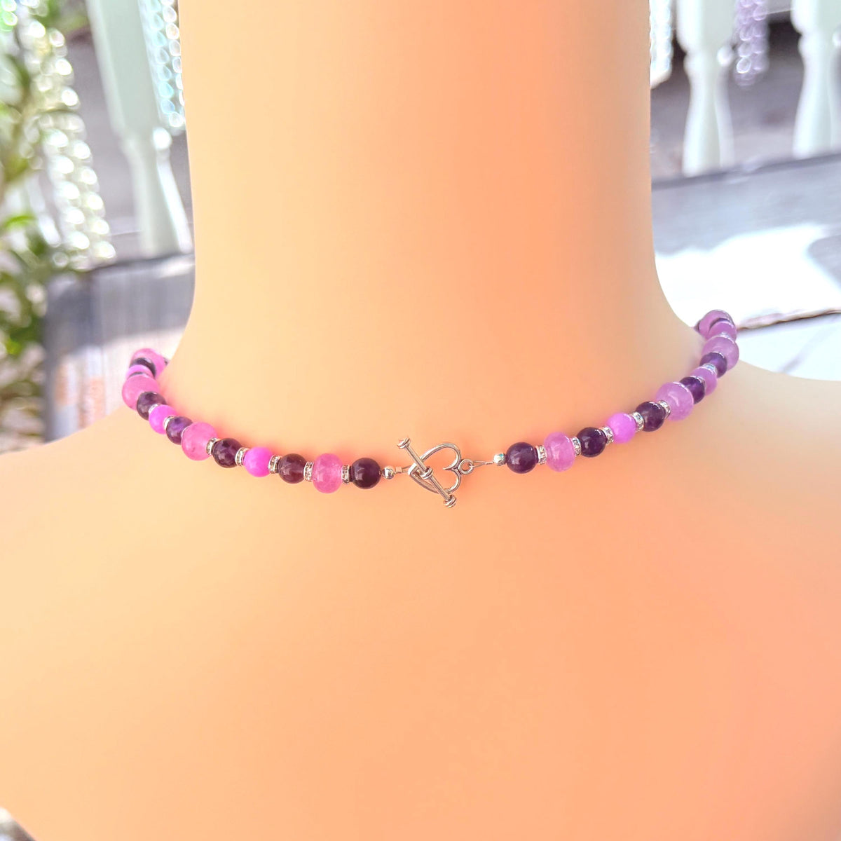 Amethyst Butterfly Pendant Necklace – Purple Gemstone Beaded Necklace
