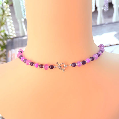 Amethyst Butterfly Pendant Necklace – Purple Gemstone Beaded Necklace