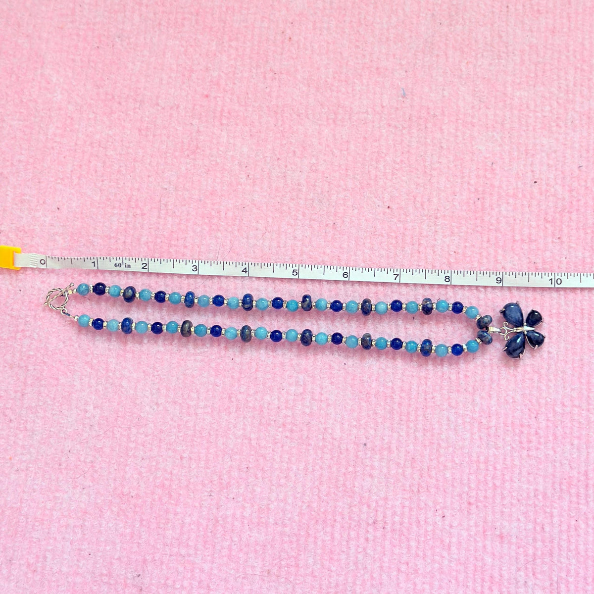 Butterfly Lapis Lazuli Pendant Gemstone Beaded Necklace