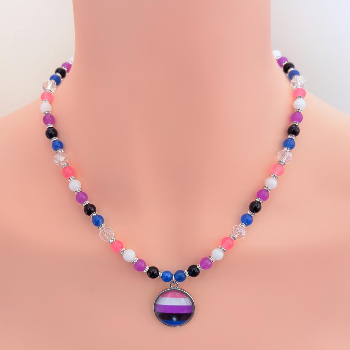 Genderfluid Pride LGBTQ Gemstone Beaded Necklace
