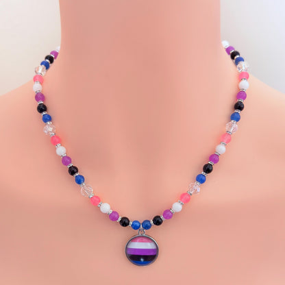 Genderfluid Pride LGBTQ Gemstone Beaded Necklace