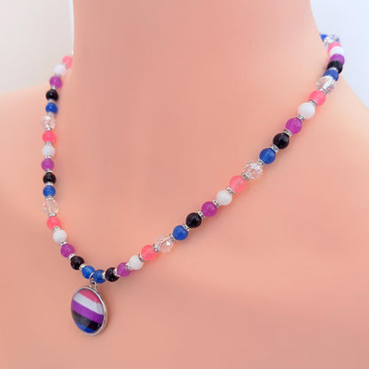 Genderfluid Pride LGBTQ Gemstone Beaded Necklace