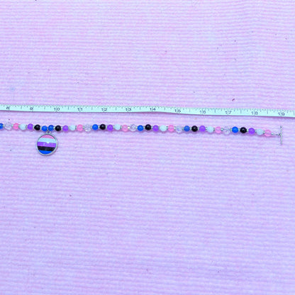 Genderfluid Pride LGBTQ Gemstone Beaded Necklace