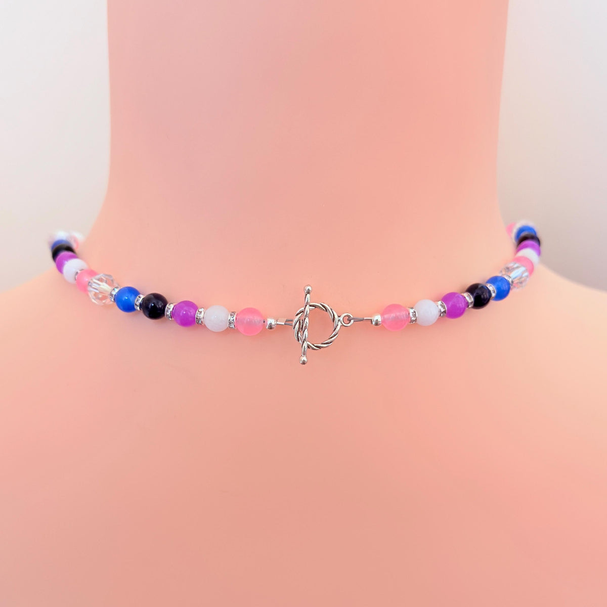 Genderfluid Pride LGBTQ Gemstone Beaded Necklace