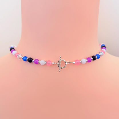 Genderfluid Pride LGBTQ Gemstone Beaded Necklace