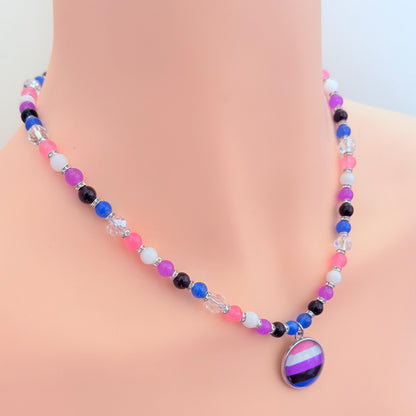 Genderfluid Pride LGBTQ Gemstone Beaded Necklace
