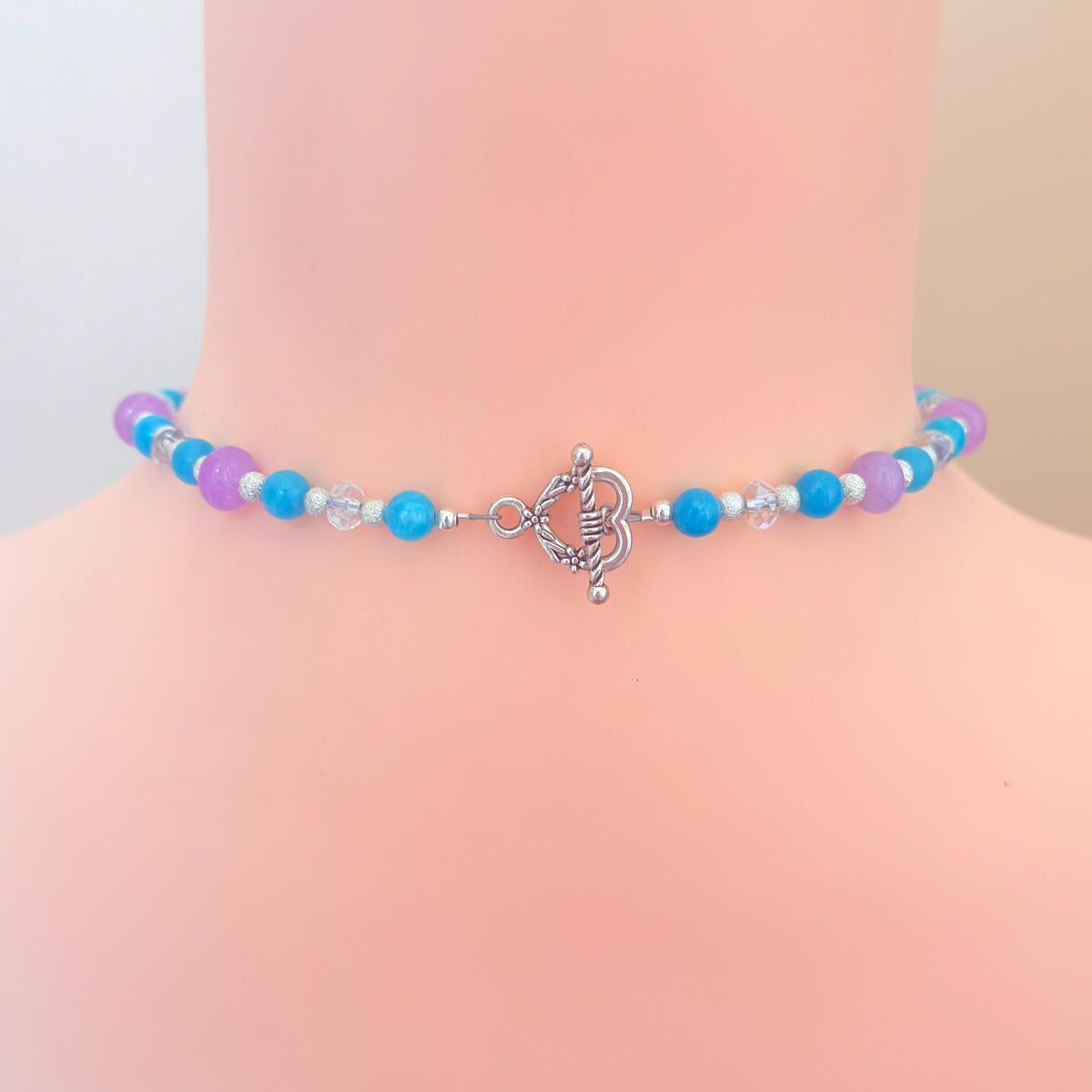 Floating Locket Bedazzled Gemstone Beaded Necklace 