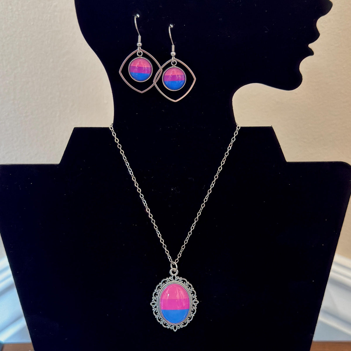 Bisexual Pride LGBTQ Necklace and Earring Set