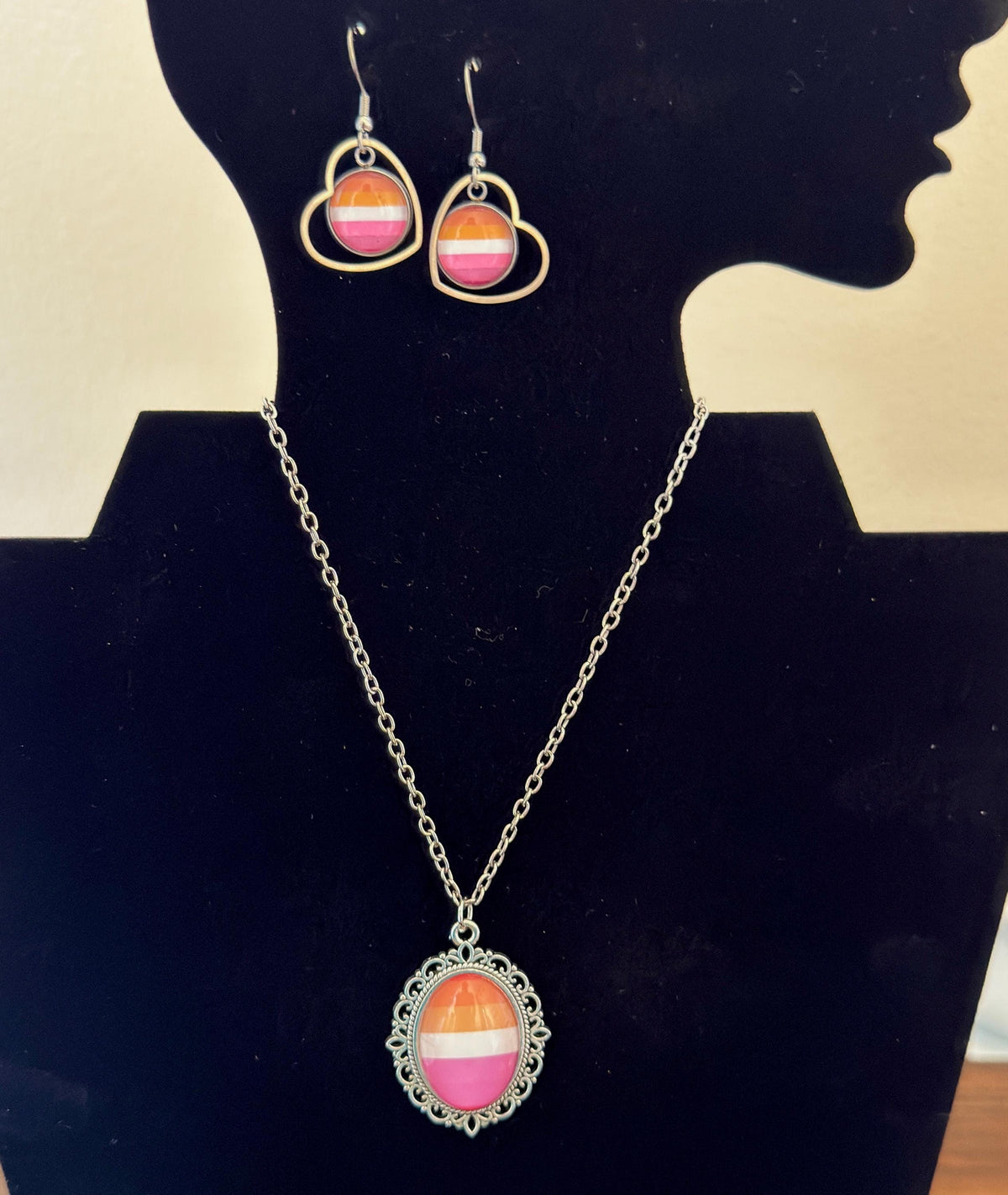 Lesbian Pride LGBTQ Necklace and Earring Set