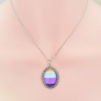 Nonbinary Pride LGBTQ Necklace and Earring Set