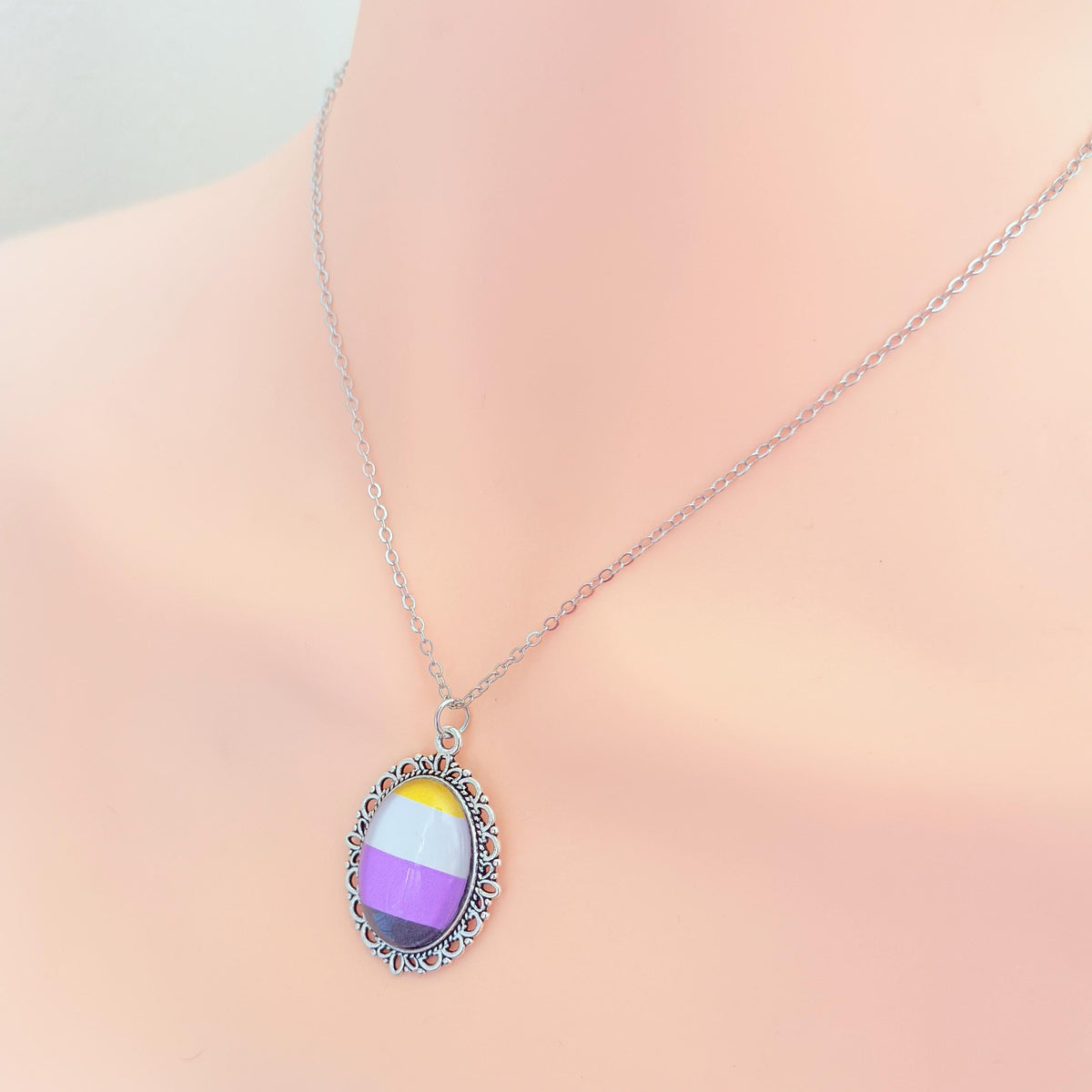 Nonbinary Pride LGBTQ Necklace and Earring Set