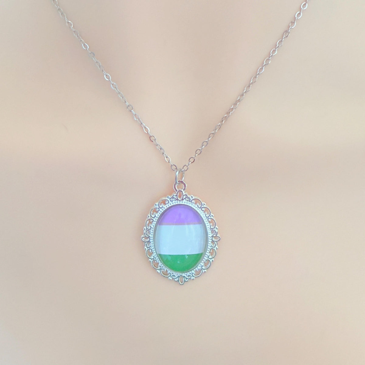 Genderqueer Pride LGBTQ Necklace and Earring Set