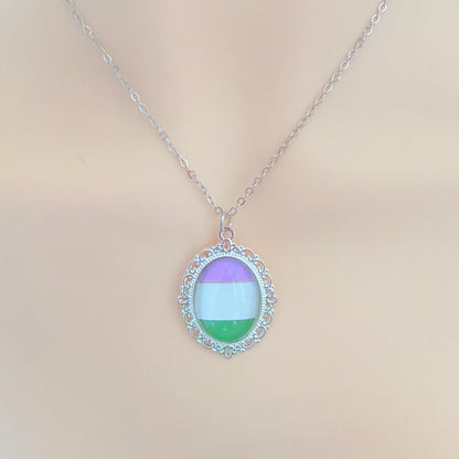 Genderqueer Pride LGBTQ Necklace and Earring Set