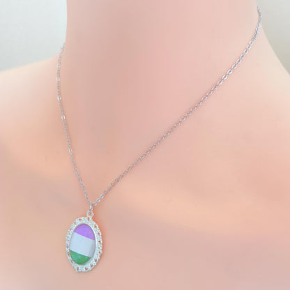 Genderqueer Pride LGBTQ Necklace and Earring Set
