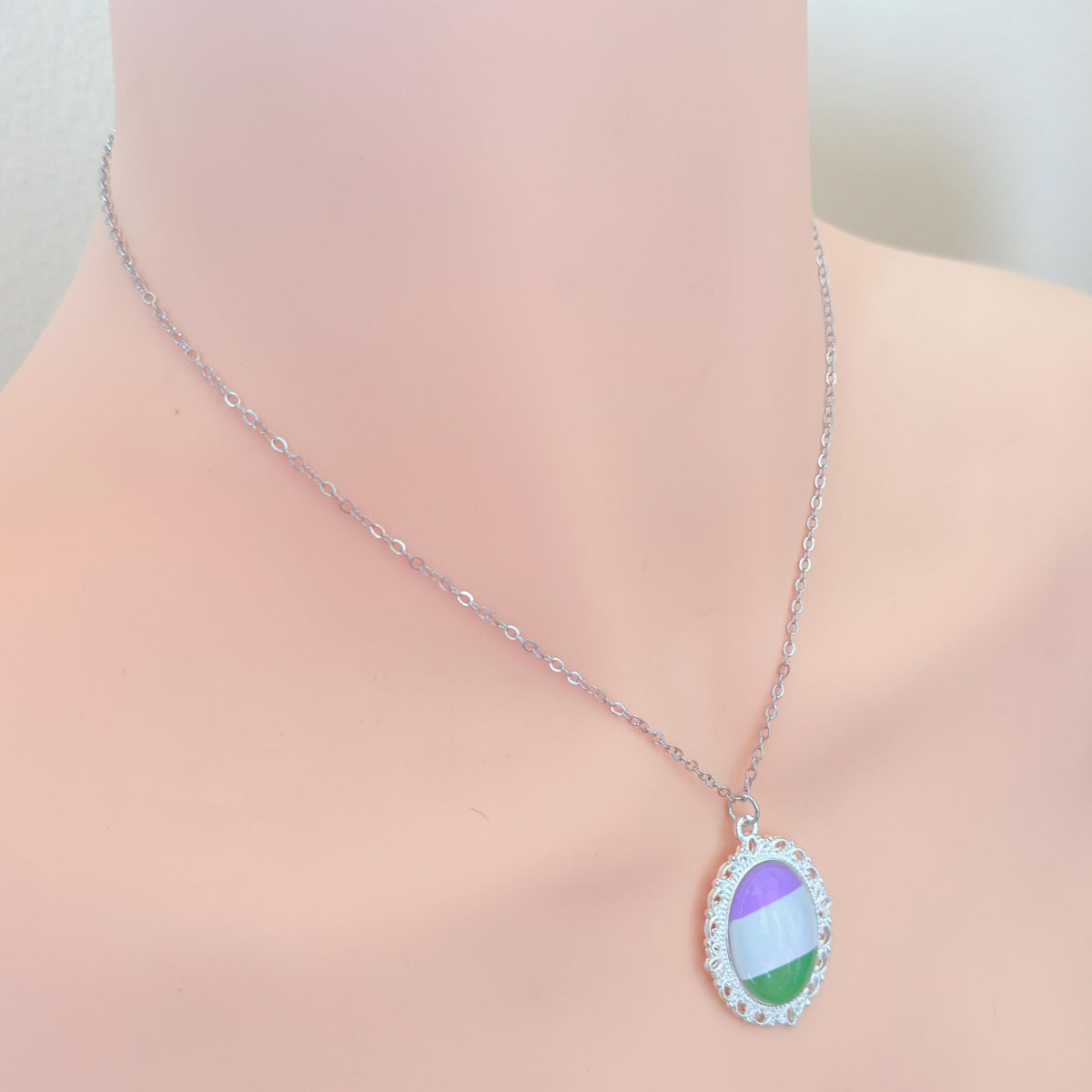 Genderqueer Pride LGBTQ Necklace and Earring Set