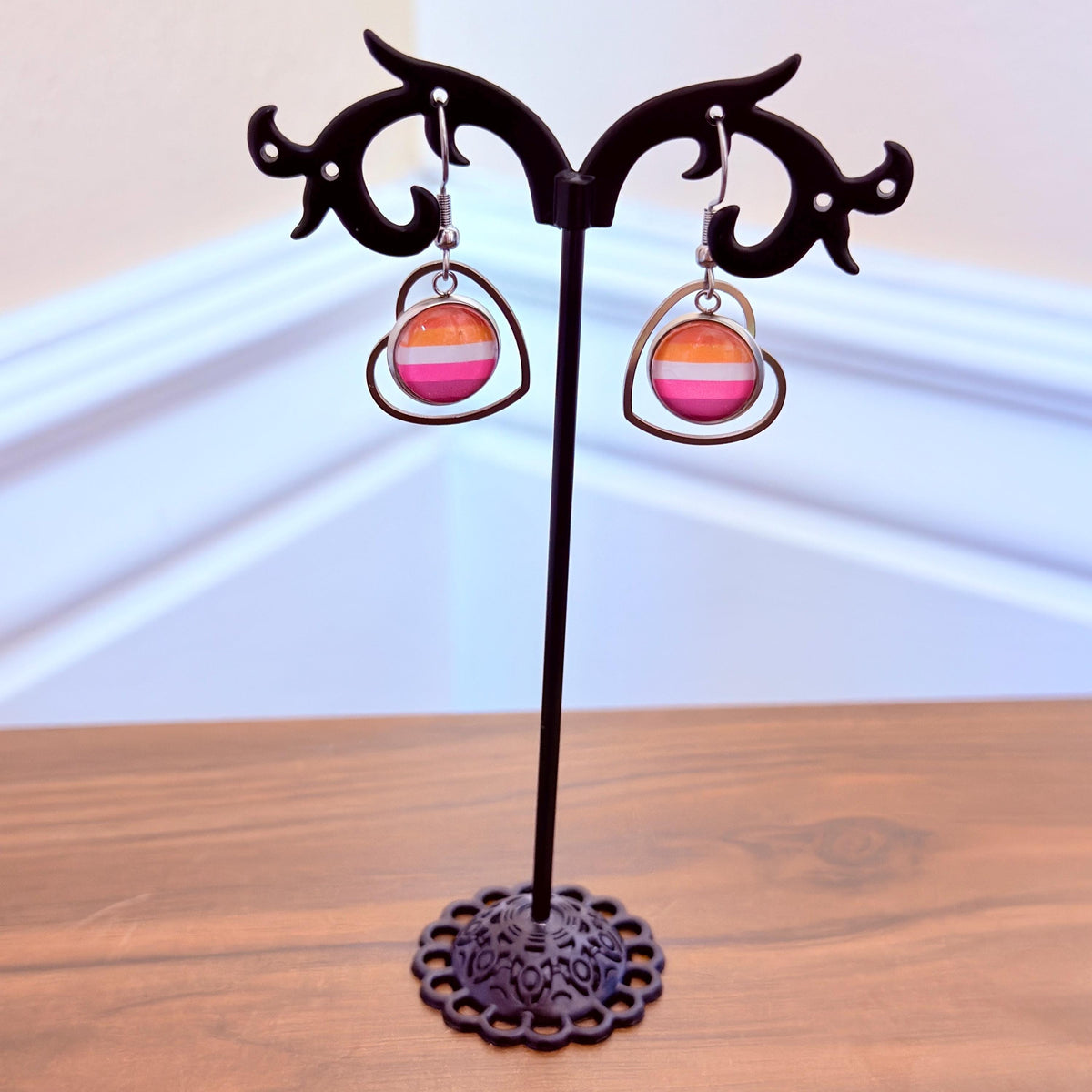 Lesbian Pride LGBTQ Necklace and Earring Set