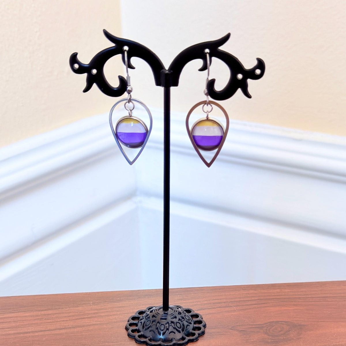 Nonbinary Pride LGBTQ Necklace and Earring Set