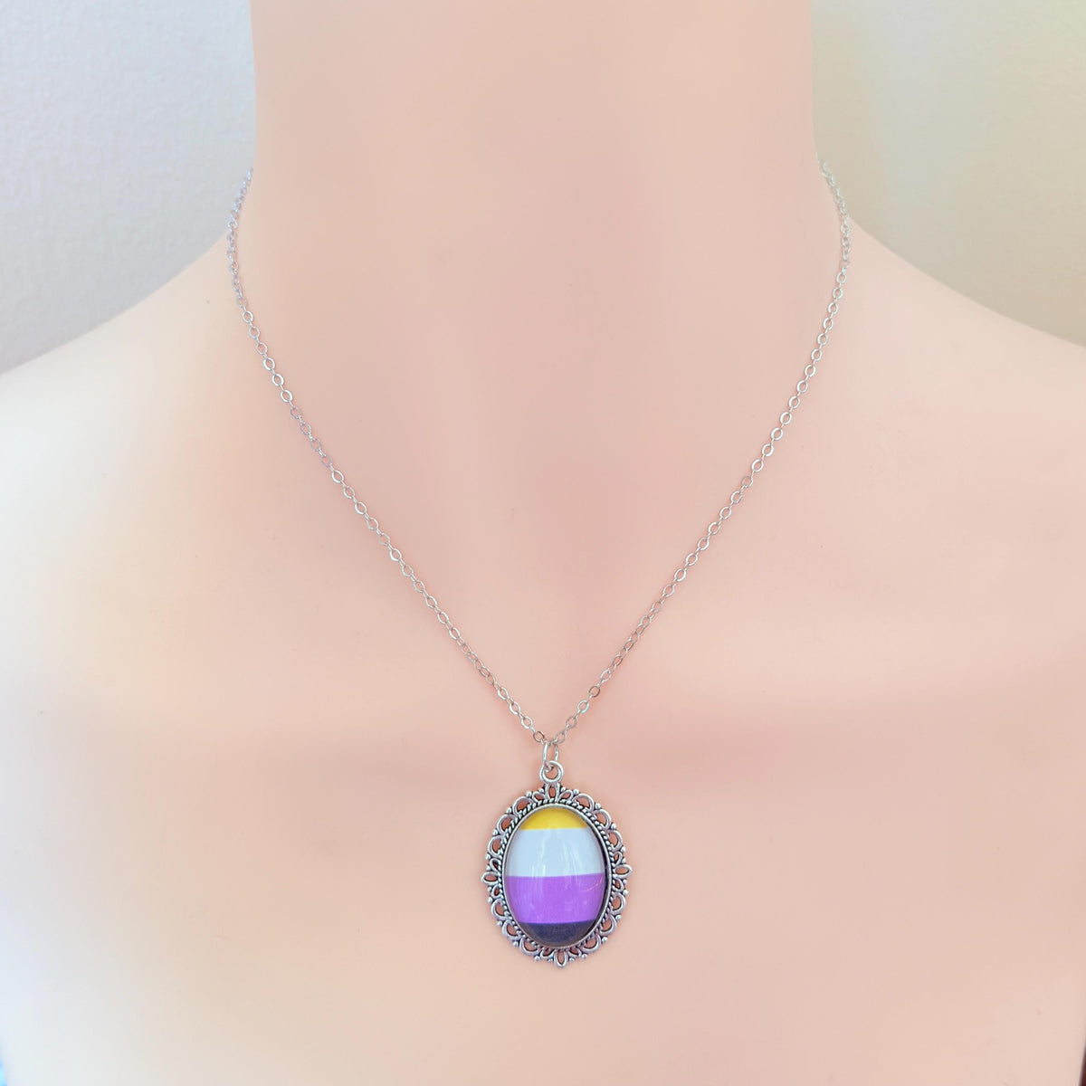 Nonbinary Pride LGBTQ Necklace and Earring Set