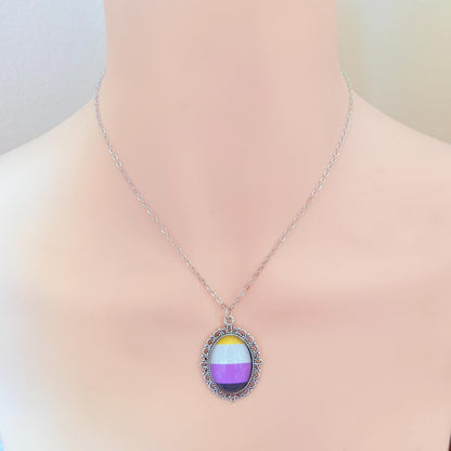 Nonbinary Pride LGBTQ Necklace and Earring Set