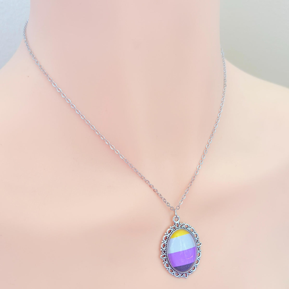 Nonbinary Pride LGBTQ Necklace and Earring Set