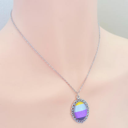 Nonbinary Pride LGBTQ Necklace and Earring Set