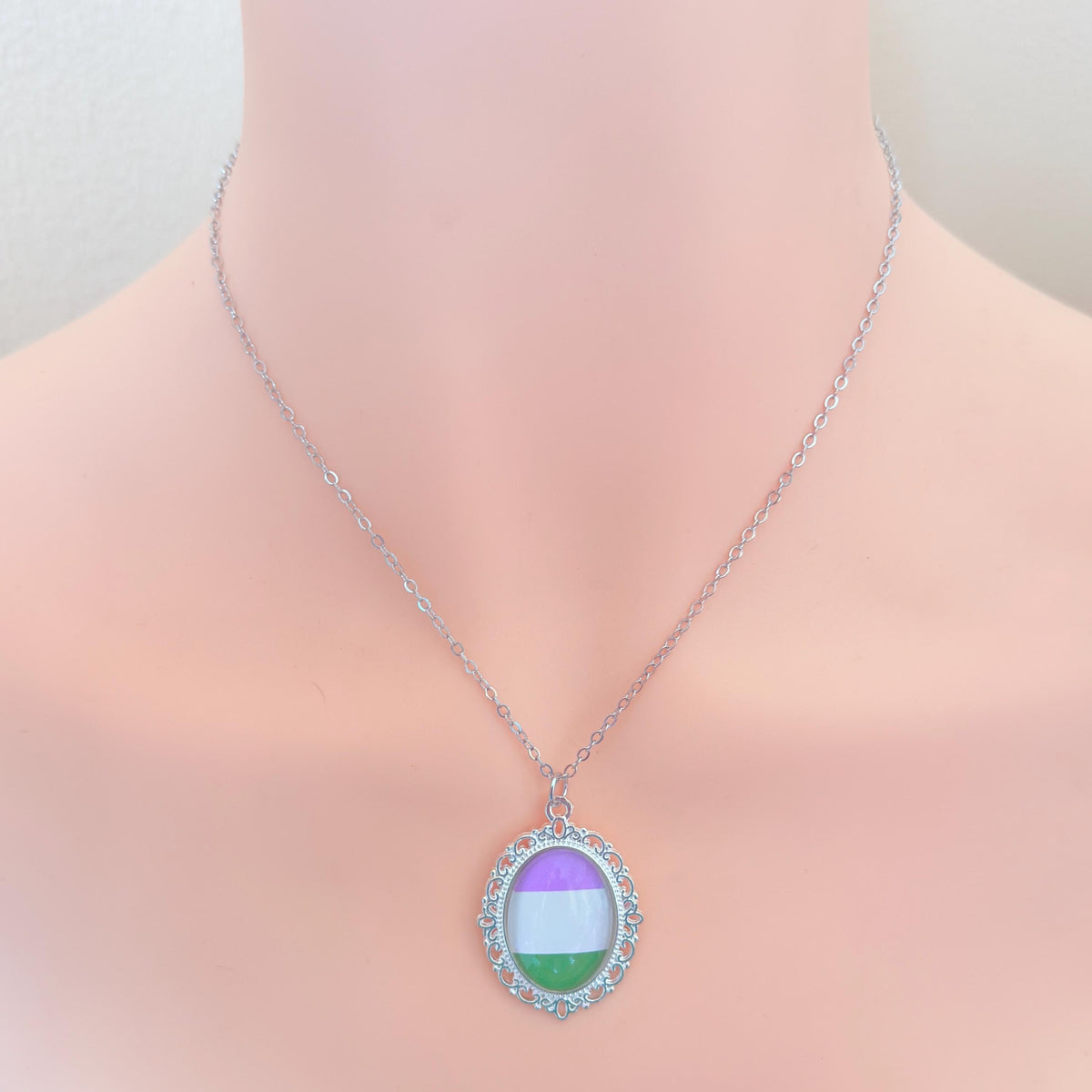 Genderqueer Pride LGBTQ Necklace and Earring Set