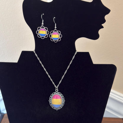 Pansexual Pride LGBTQ Necklace and Earring Set