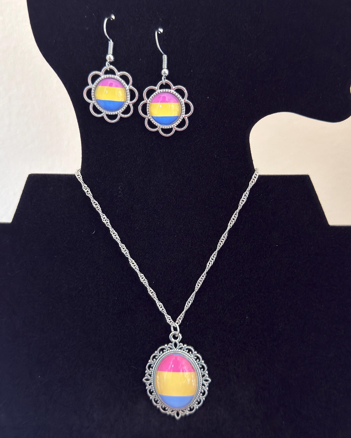 Pansexual Pride LGBTQ Necklace and Earring Set