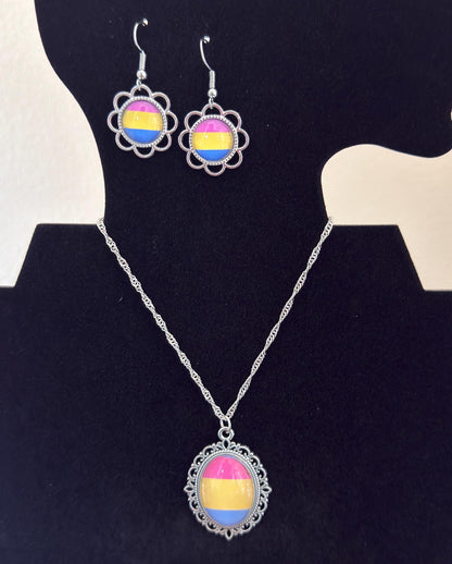 Pansexual Pride LGBTQ Necklace and Earring Set