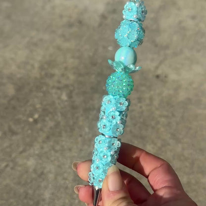 Ocean Bloom Beaded Pen – A Splash of Sparkle & Serenity