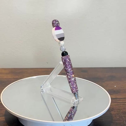 Asexual Pride Beaded Pen | Super Sparkly Retractable Pen