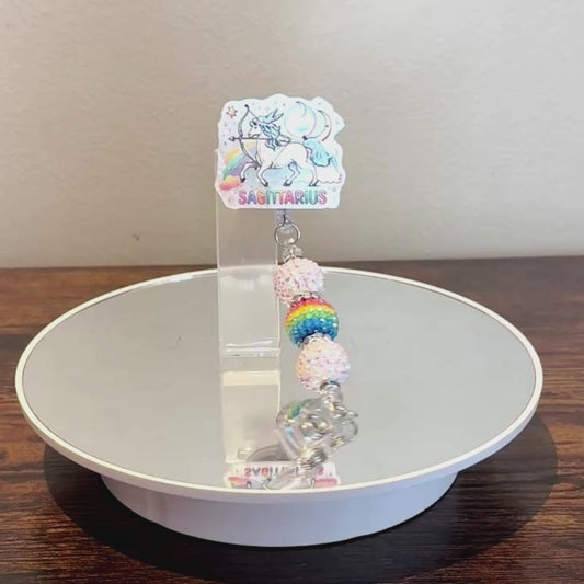 Sagittarius Zodiac Rhinestone Badge Reel – Acrylic Beaded ID Holder | Swivel Alligator Clip | Retractable Nurse, Teacher & Office Badge Reel