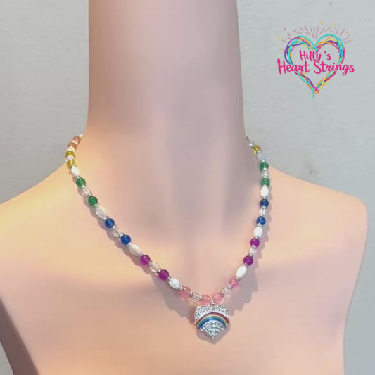 Rainbow Heart Pendant | LGBTQ Pride Gemstone Necklace