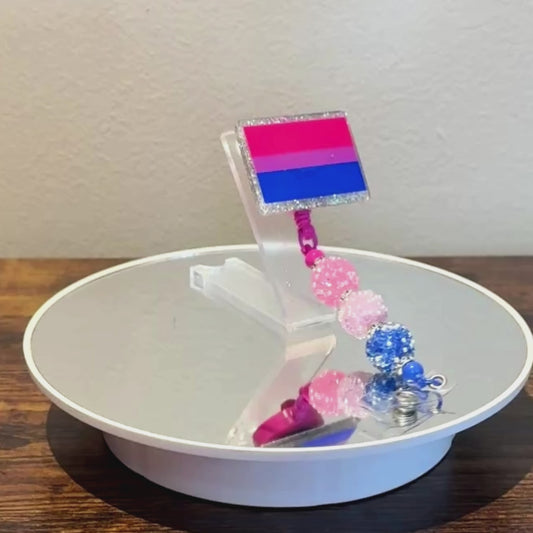 Bisexual Pride Acrylic Beaded Badge Reel - LGBT Interchangeable ID Clip
